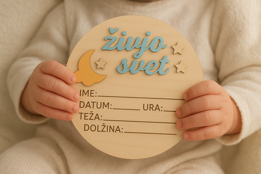 Tablica "Živjo svet" lunica in zvezdice